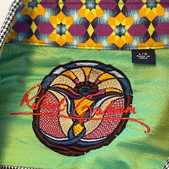 Robert Graham checkered Black and Blue Casual Button Down Shirt - Picture 2 of 2